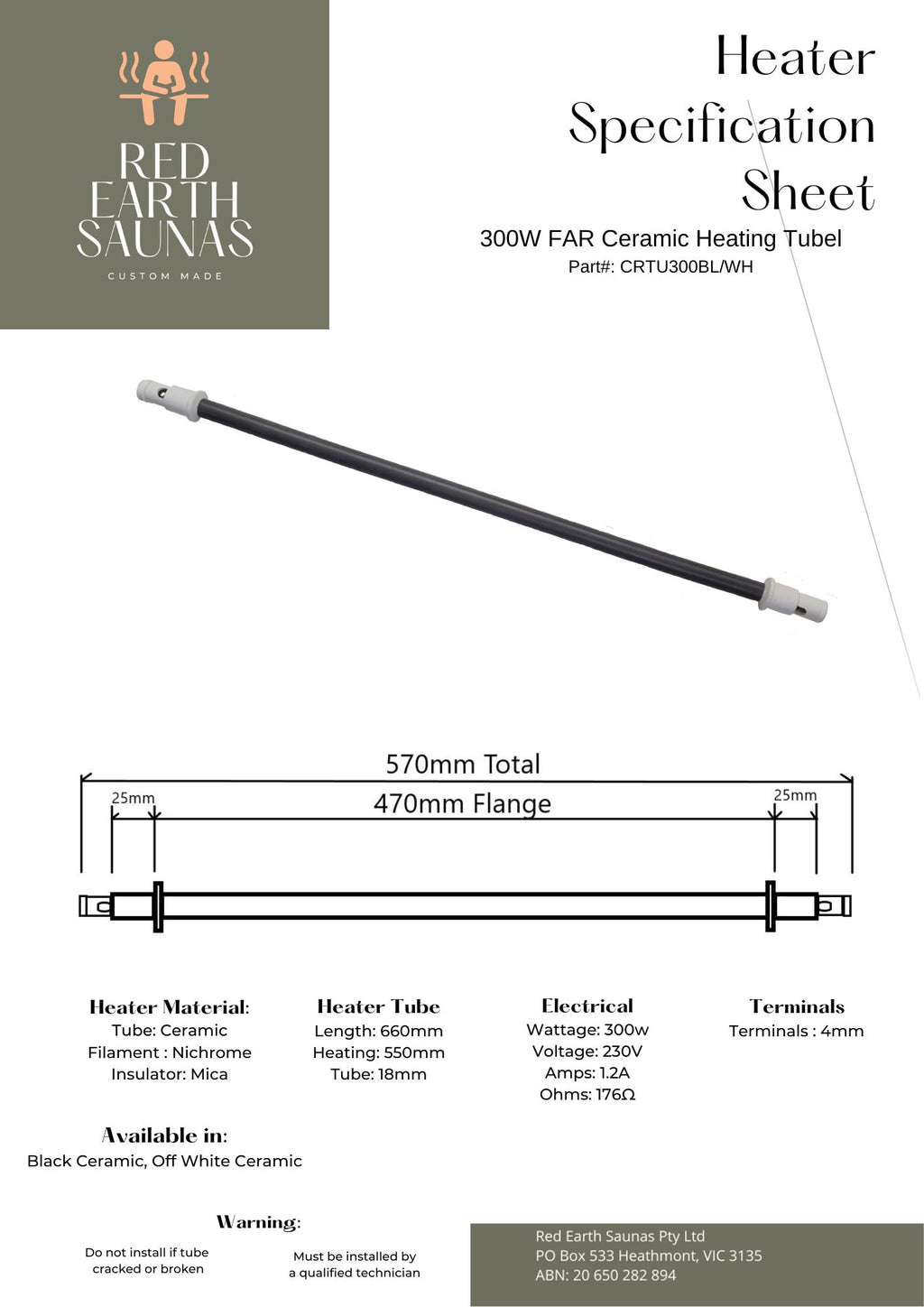 Ceramic Infrared Sauna Heater Tube – Replacement FAR Infrared Heating Element
