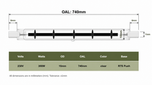 Load image into Gallery viewer, 740mm Quartz Halogen Infrared Sauna Heater Tube (R7S) – 230V | 300W / 350W / 400W
